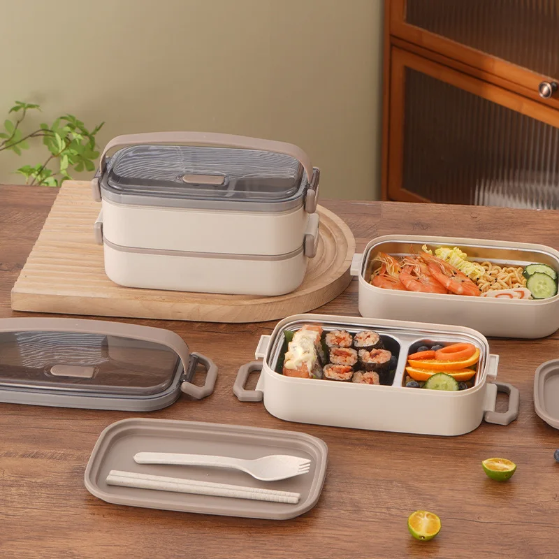 Red Kids Bento Battery Heating Microwave Square Lunchbox Hard Drive Rond Paper Multilayer Lunchbox