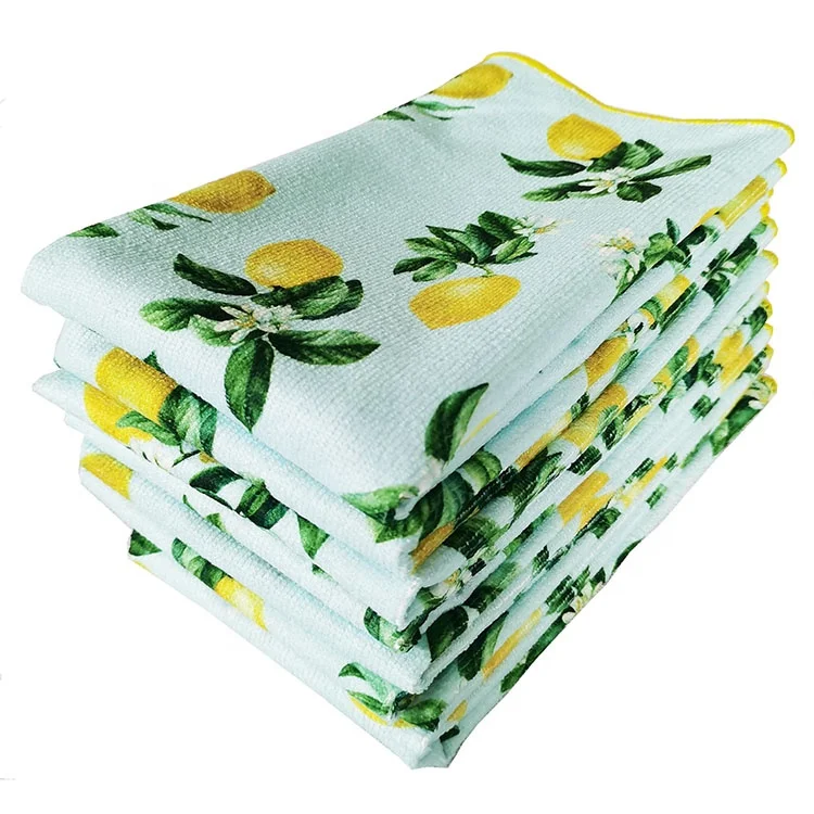 microfiber kitchen dry cloth with printing dish cloth soft and super absorption 16x19inch