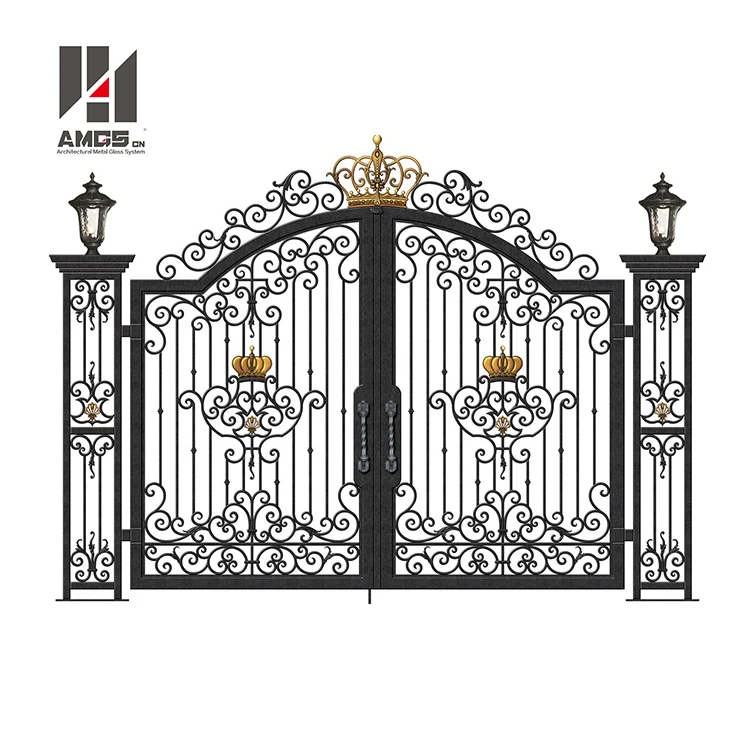 
Paint Powder s Coating Customized Main Door, Decorative External Modern Design House Entrance Wrought Iron Gate 