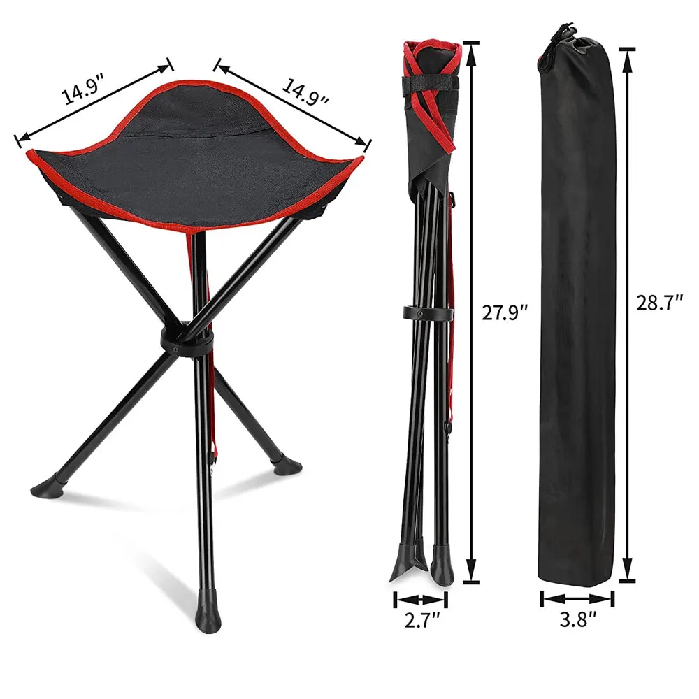 Adults Folding Camping Tripod Stools, Portable 3 Legs Tall Slacker Chair Tripod Seat for Outdoor Hiking Fishing Picnic Travel