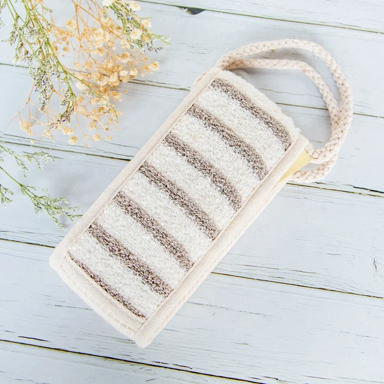Gloway Private Label Ultra Soft Texture Shower Strap Sponge 100% Natural Cotton Bath Exfoliating Scrubber Bathing Brush Belt