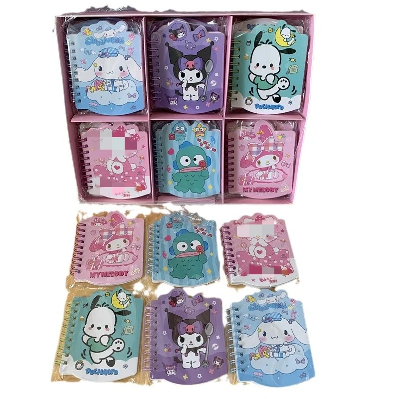 DHF599  Wholesale kawaii spiral high appearance portable special shape small cartoon notebook Kuromi Melody notebook stationery