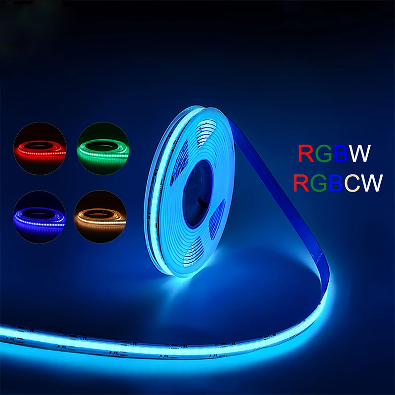 High Density 12V/24V LED Strip Light Cob Tape Flexible RGB RGBW Smart COB LED Strip For Home Lighting