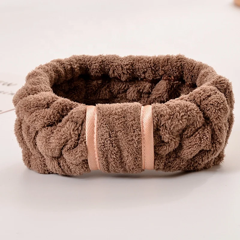 Wholesale Custom Terry Cloth Micro Fiber Towel Hair Wraps Wash Microfiber Top Knot Head HeadWrap Yoga Sport Spa Facial Headbands