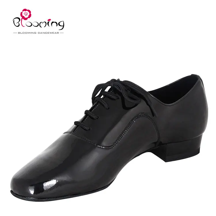 Men black shiny patent leather party latin tango dance shoes for world champion