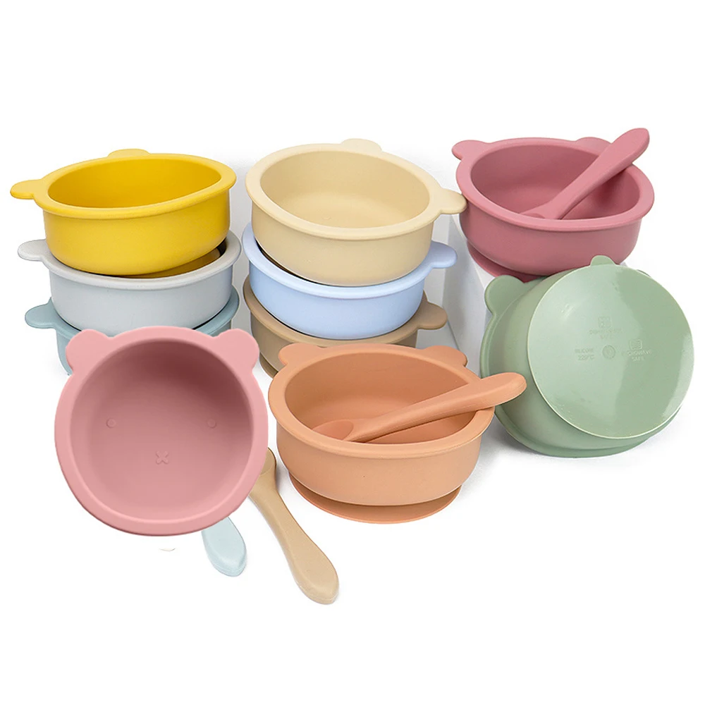 Baby Suction Bowls BPA Free Silicone First Stage Bowls with Suction Tableware for Babies Kids Toddlers