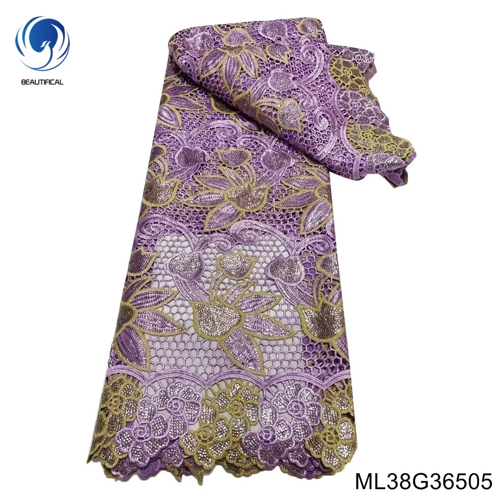 Beautifical dress lace materials african polyester guipure lace fabric wholesale bridal wedding cords fabric ML38G365