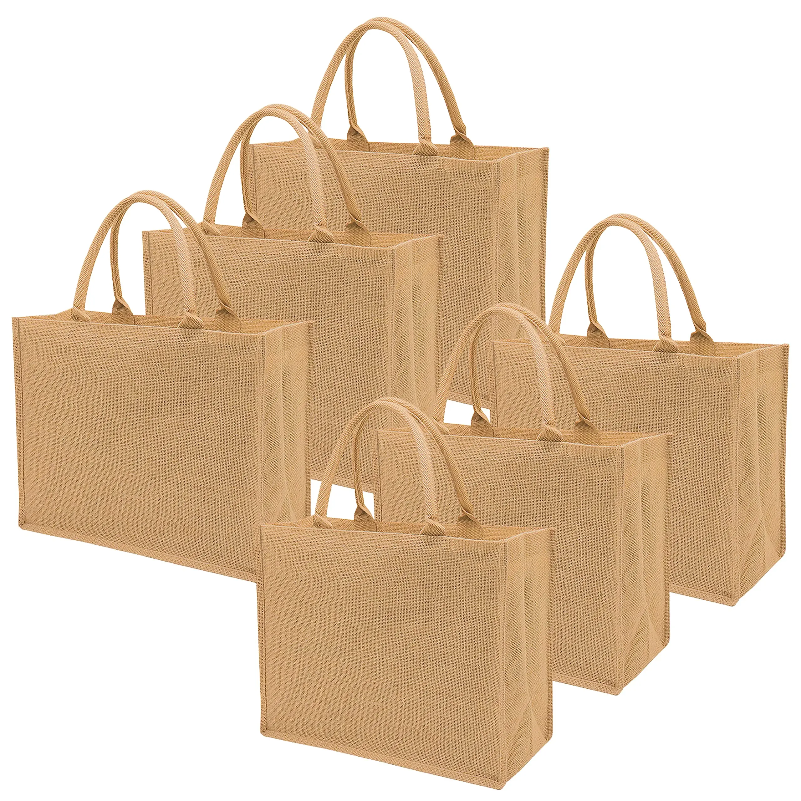 Custom Size Burlap Tote Bags Jute Beach Bag Wedding DIY Hemp Jute Shopping Bag