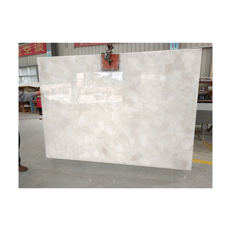3200*1600*20mm Natural Large Size Semi Precious Stone Pure White Crystal Quartz Slabs