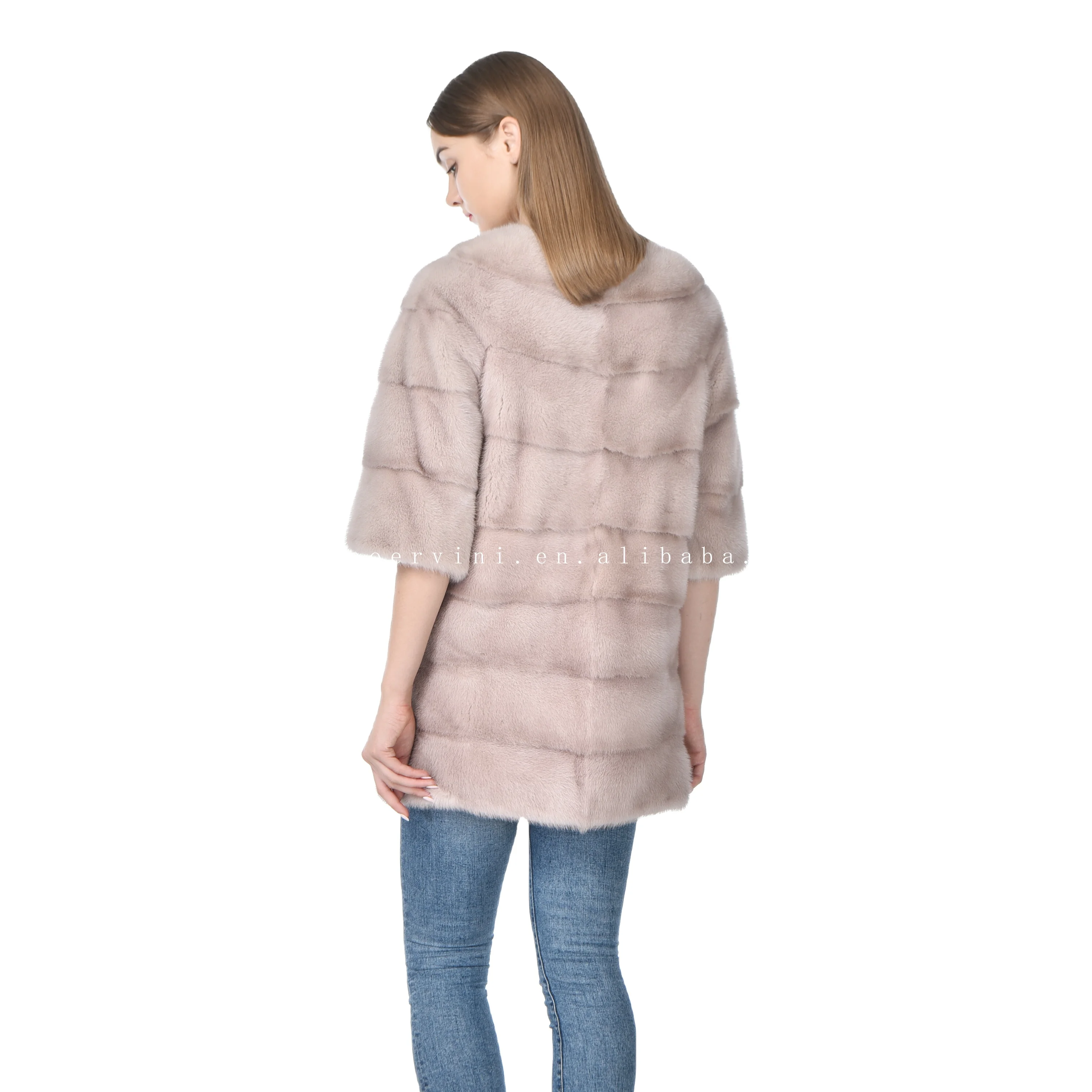 New fashion hot  teenage models without collar 100% fur mink coat
