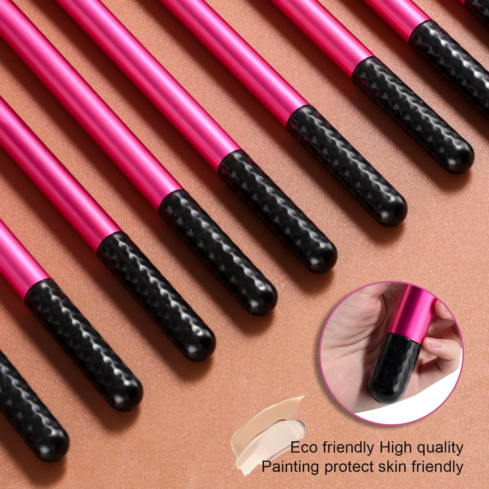 BS-MALL 16PCS Travel Makeup Brushes Kit Synthetic Bristles Vegan Eyeshadow Foundation Makeup Brushes Makeup Sponge Set