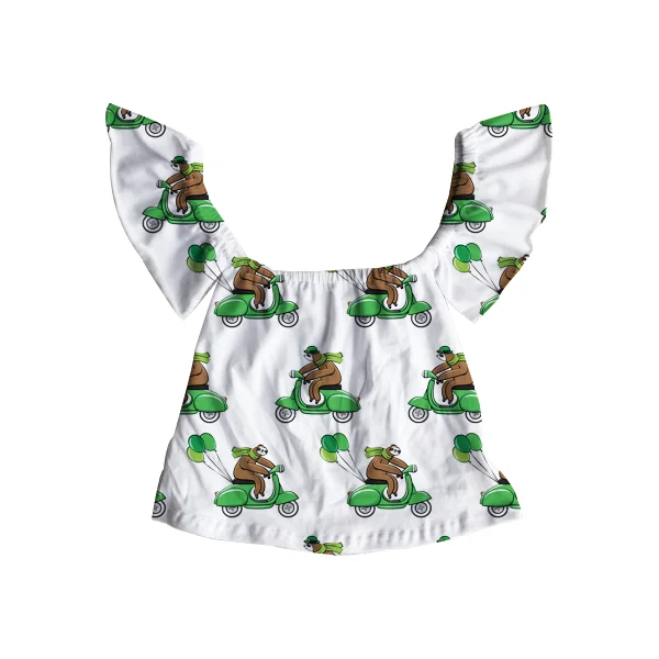 
LZ 2020 baby girl off-shoulder shamrock shower toddler 100% milk silk crop top sleeveless tops for girls 