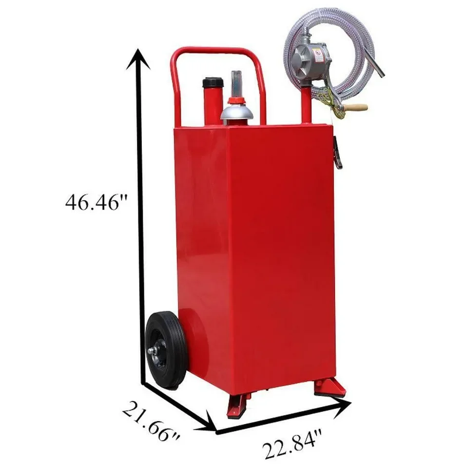 30 Gallon Portable Fuel Transfer Gas Can Caddy Storage Gasoline Tank with pump