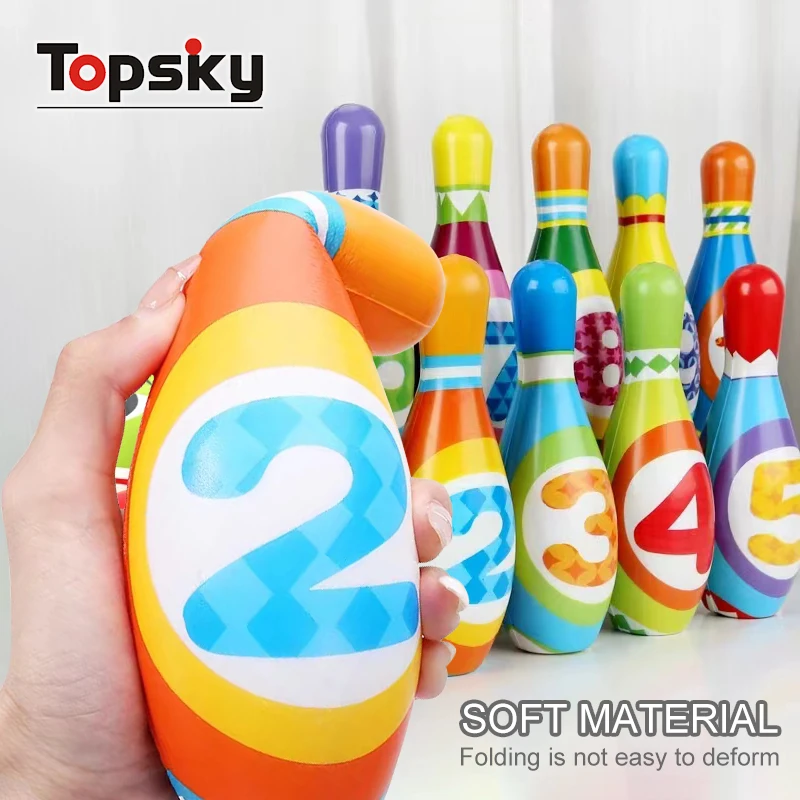 Popular Hand Eye Coordination Bowling Toys Indoor Outdoor Activity Interactive Play Game Colored Bowling Ball Toddler Toys