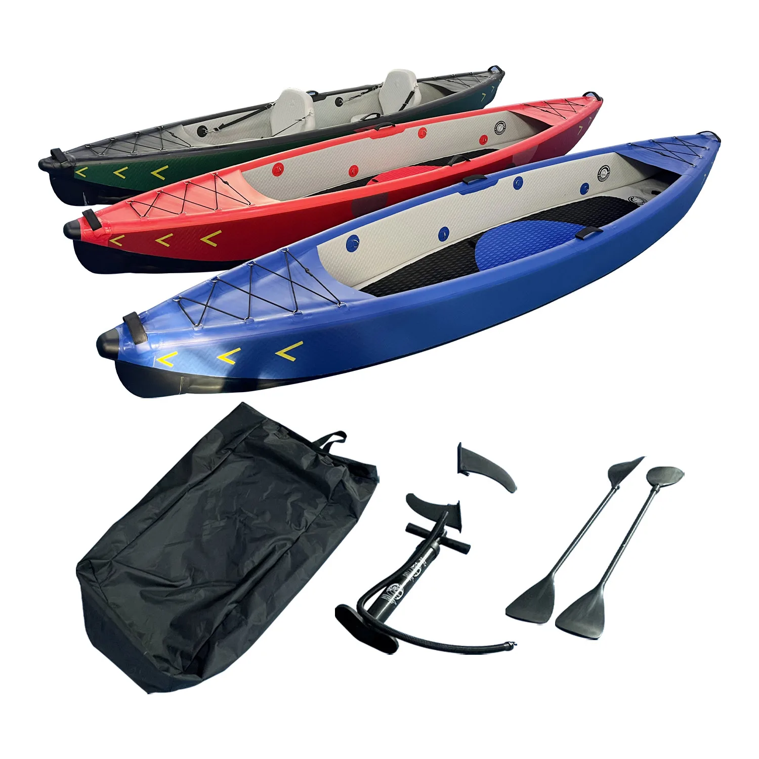 New Design 4.2m Portable Inflatable Kayak Canoe Reinforced PVC Material for Outdoor Fishing Boat for Lake and River Use