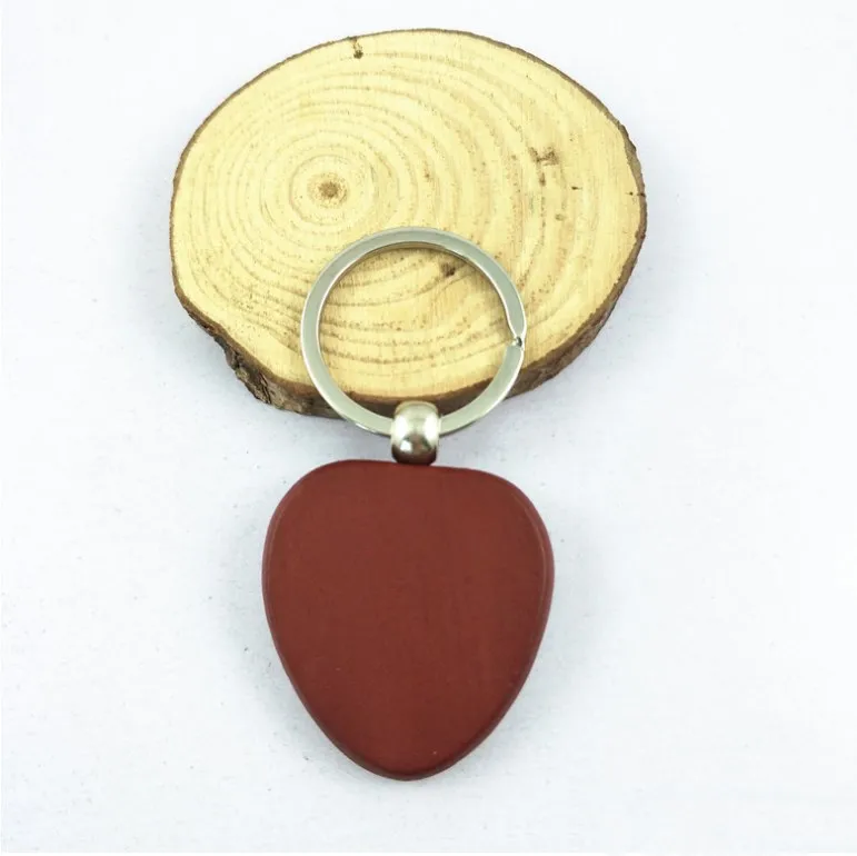 Imitated mahogany red wood keychains heart shaped round circle keychains,plain wooden keyring custom logo real esate promote