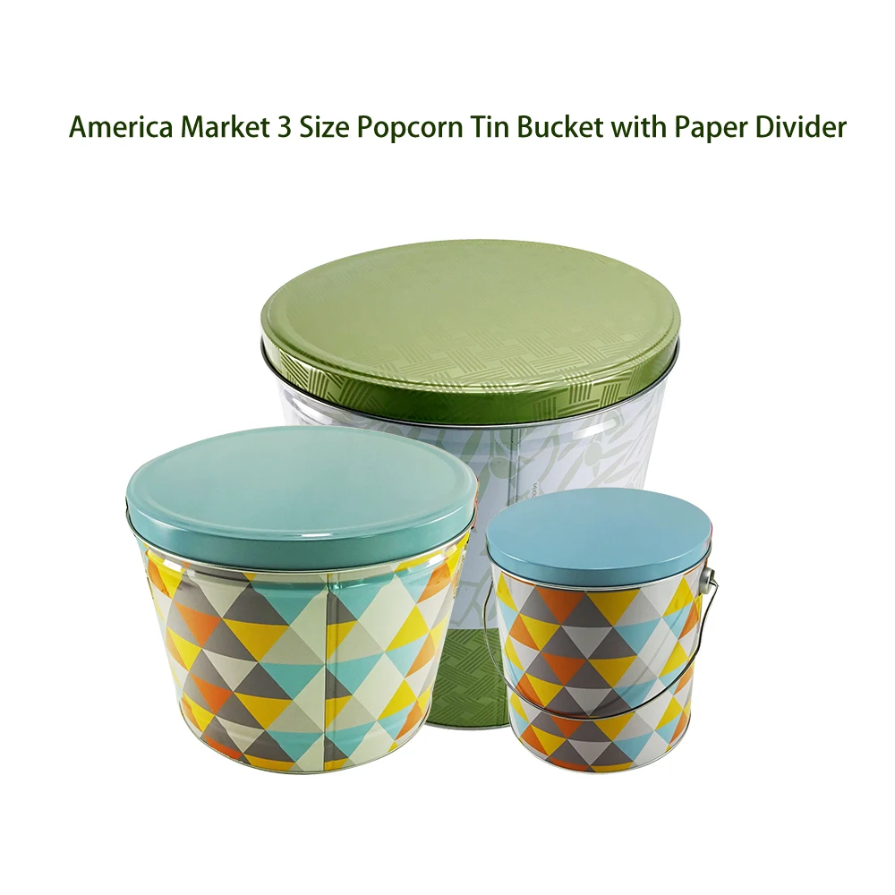 1 gallon 2 gallon and 3.5 gallon America Market Metal Bucket Gourmet Popcorn Tin Can