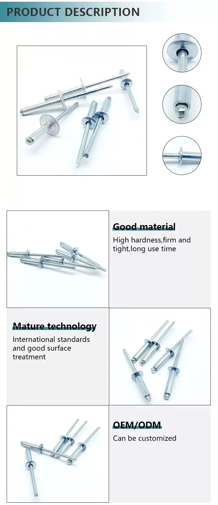 Wholesale Pop Rivets Aluminium 6mm 4.8mm Pop Blind Rivet Round Head Aluminum Blind Rivets Box
