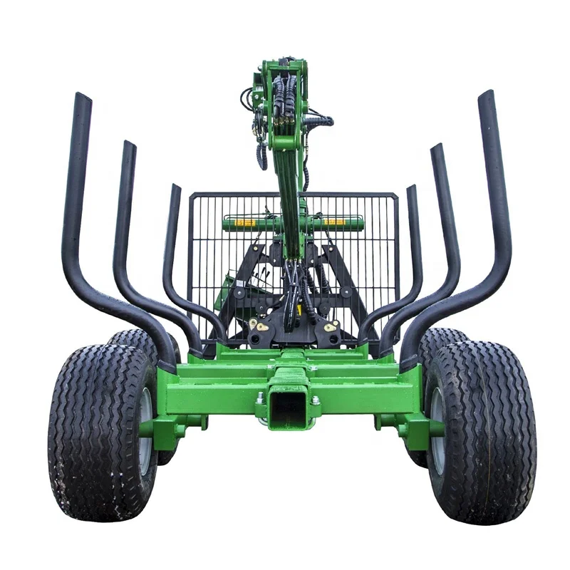 CE Approved 8 Ton log loader trailers with crane forestry timber loading wagon with grapple