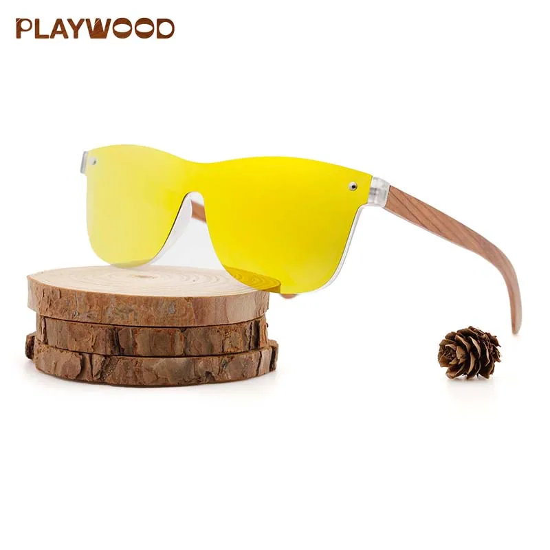 
Wholesale Mirror Rimless Wood Bamboo Sunglasses Polarized Custom Logo 