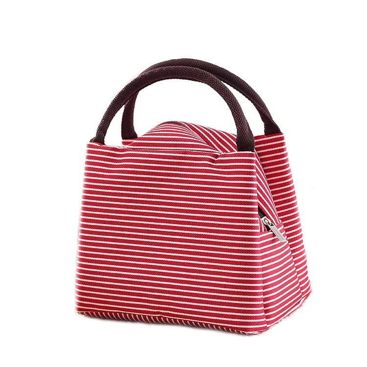 ECS-997  insulation bag  with strip printing lunch bag aluminum foil lunch cooler bag