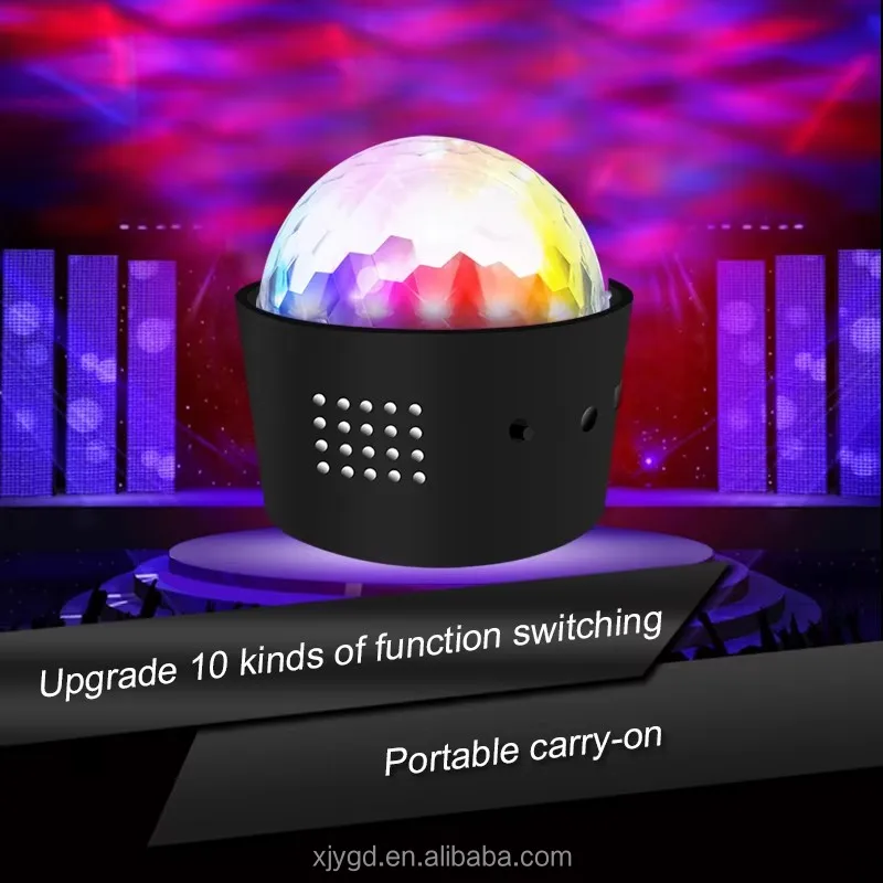 Mini Car Disco Ball RGB Auto Interior Light Magnetic Mount Rechargeable Voice Control Flash Stage Light Auto Atmosphere Lights
