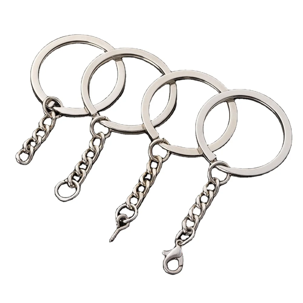 25 30mm High Quality Nickel Plated Keychain Metal Strap Key Ring DIY Keychain Accessories