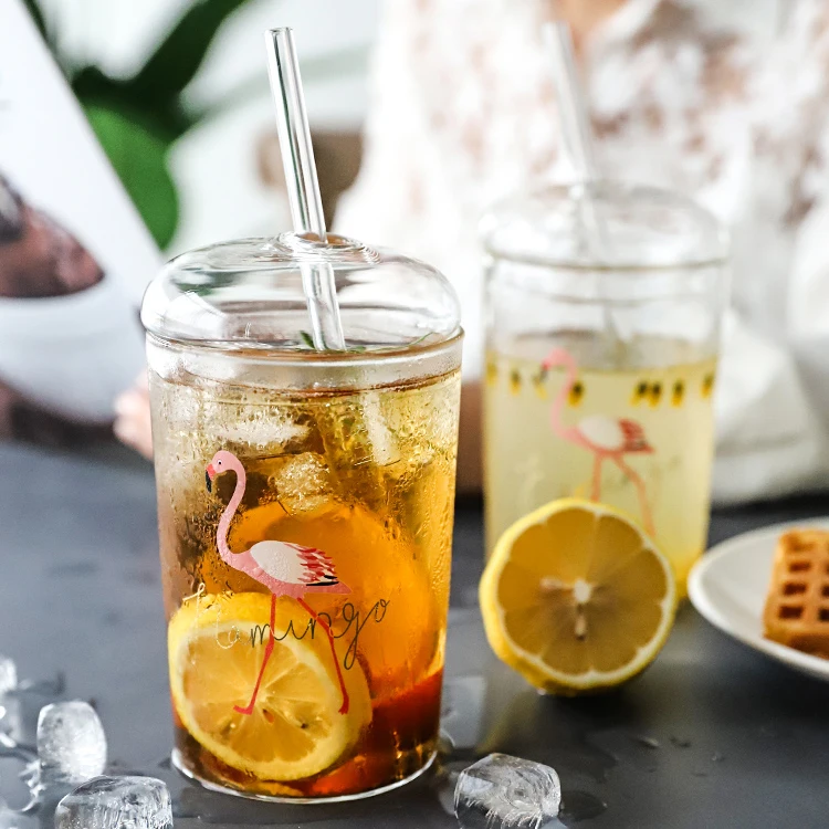 Glass Cup Drinking With Straw Juice Cup Glass