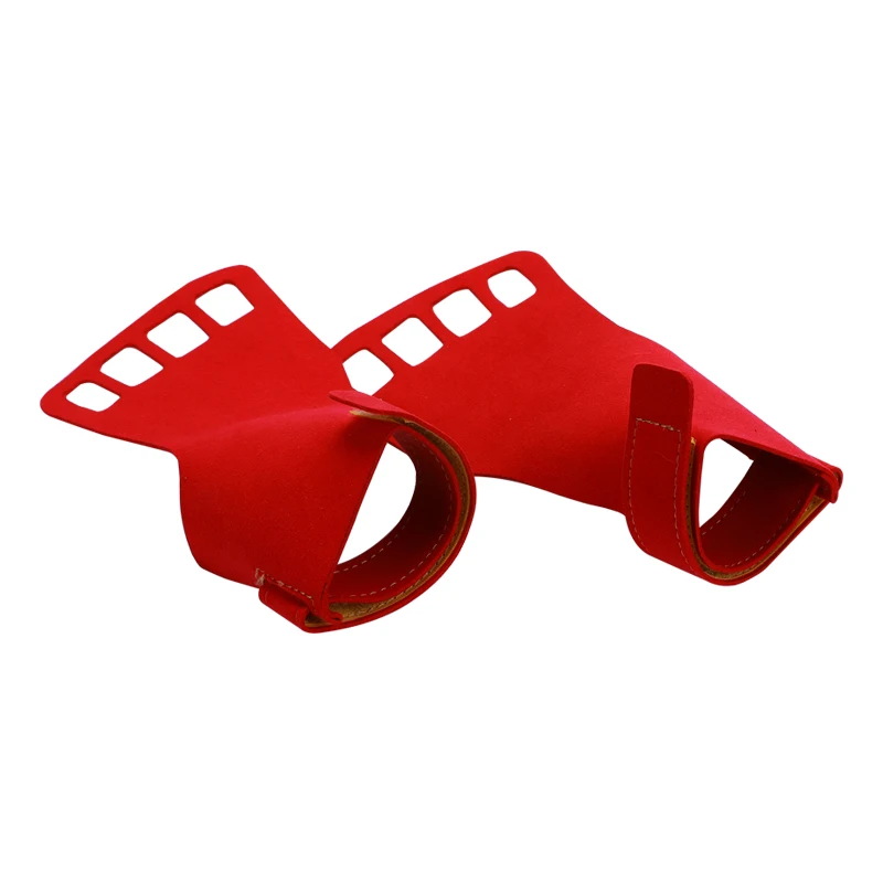 Micro Fiber Carbon Gymnastic Grips for Bars Red Color with Hole Grip Crossfit Exercise