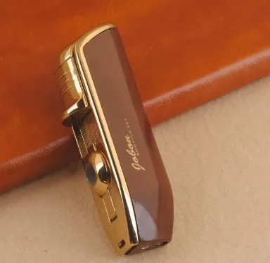 Wholesale High Quality Smoking Accessories Lighter Customized Three Straight Flush Gas Inflatable Windproof Torch Lighter