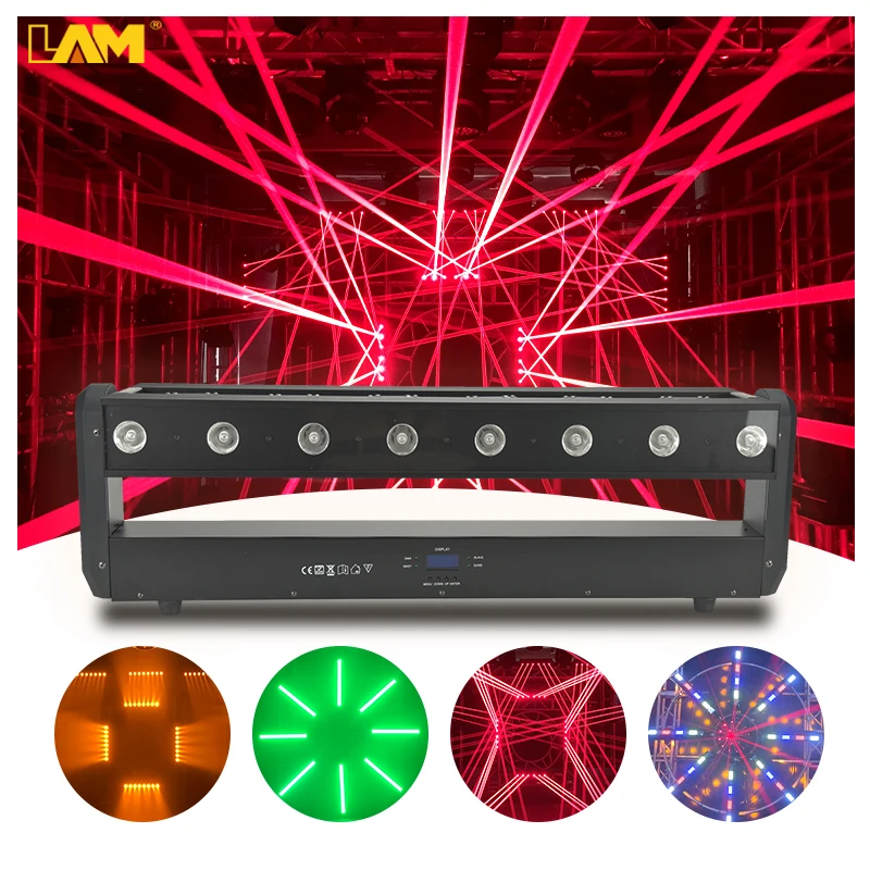 LAM Disco Light 6 Heads Red Laser Bar Lights 6 Eyes RGB Laser Strobe Amber Beam 3in1 Moving Head Stage lighting For DJ Nightclub