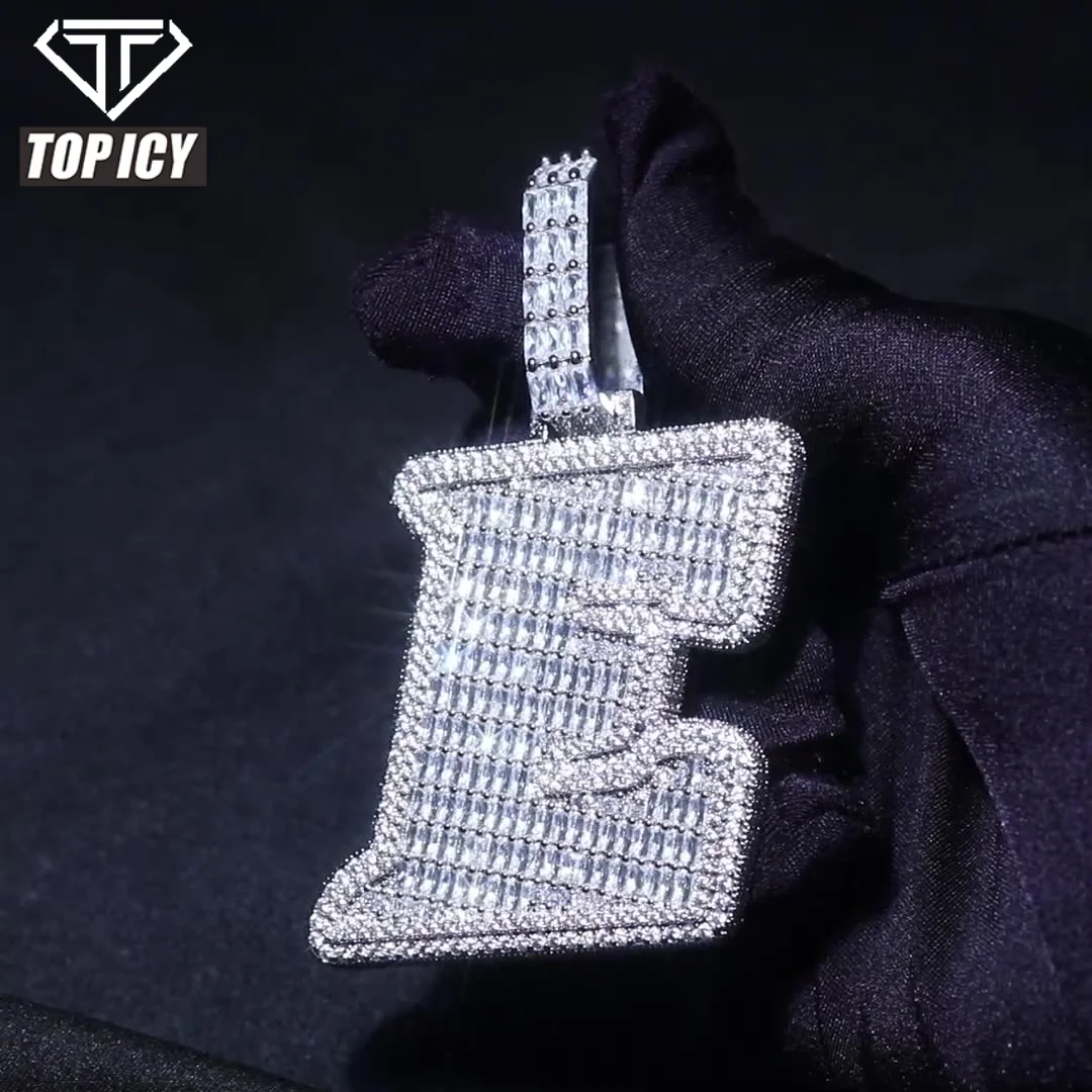 New Design Full 5A Zircon Letter Custom Iced Out Pendants Charms Diamond Pendant Necklace Custom Hip Hop Jewelry