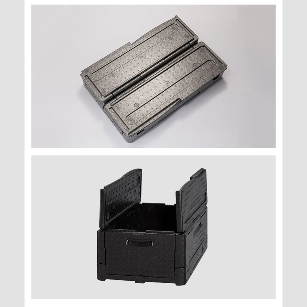 Foldable Black EPP Flip Container Expanded Polypropylene Foam Insulation Cooler Box For Cold Chain Transportation