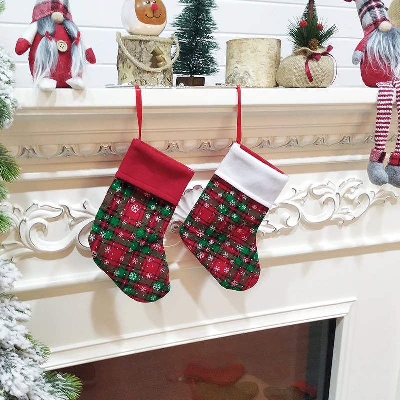 9 inches fireplace Christmas Decoration needlepoint Snowflake Small gift Socks unique christmas stockings