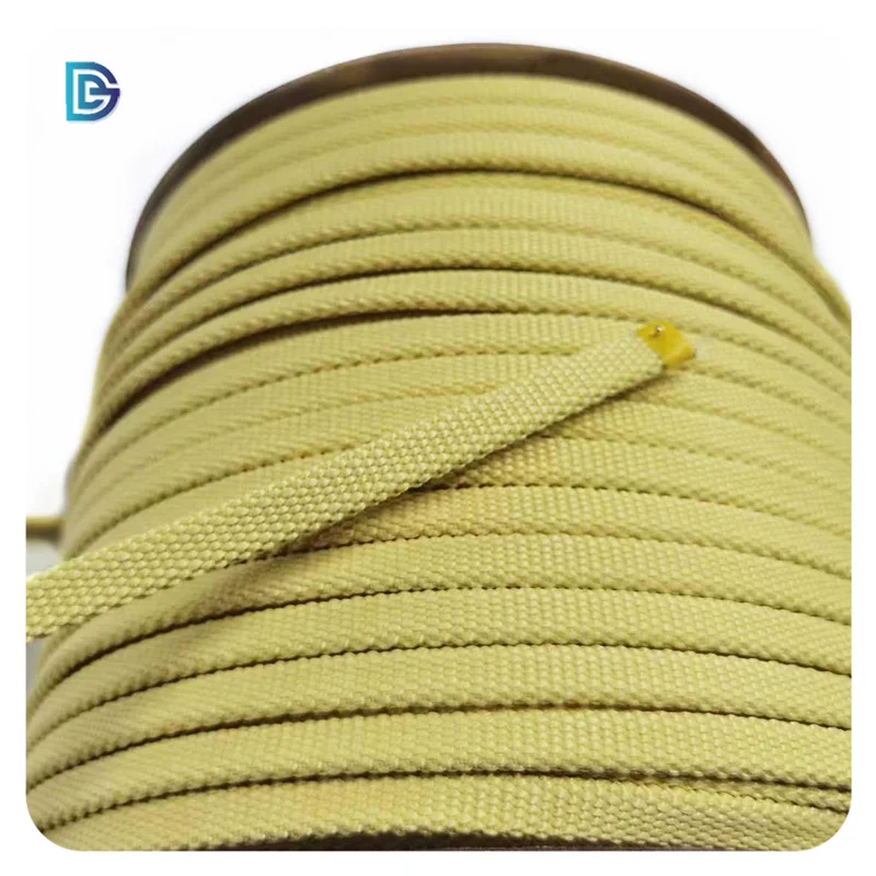 High Temperature Resistant 3mm Aramid rope Cut Resistant Yellow Hollow Braided 12 Strands Aramid Fiber Rope Kevlar