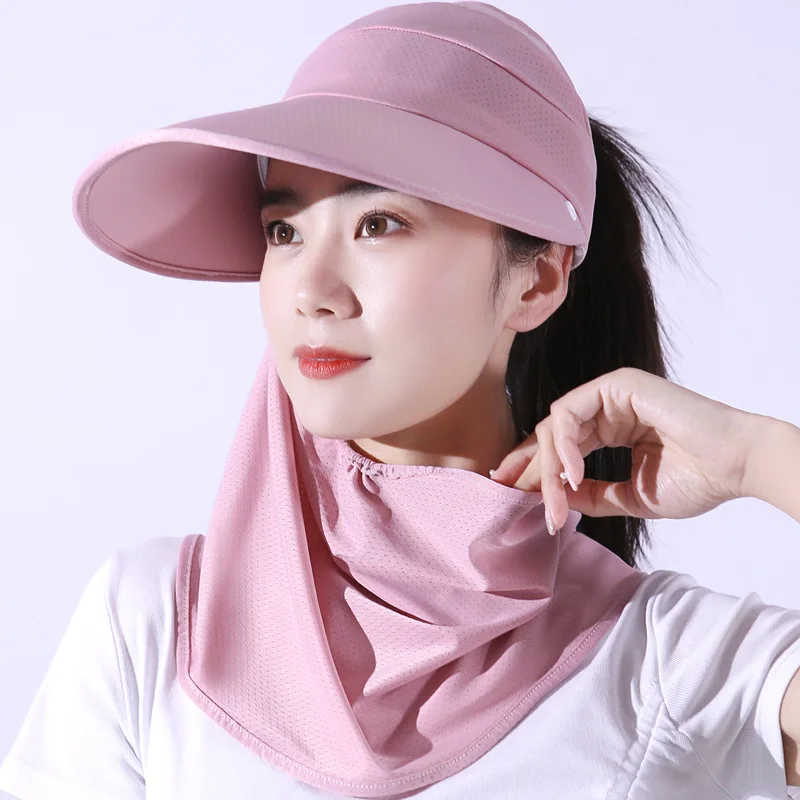 women summer sun protection outdoor cycling visor sun hat with face cover