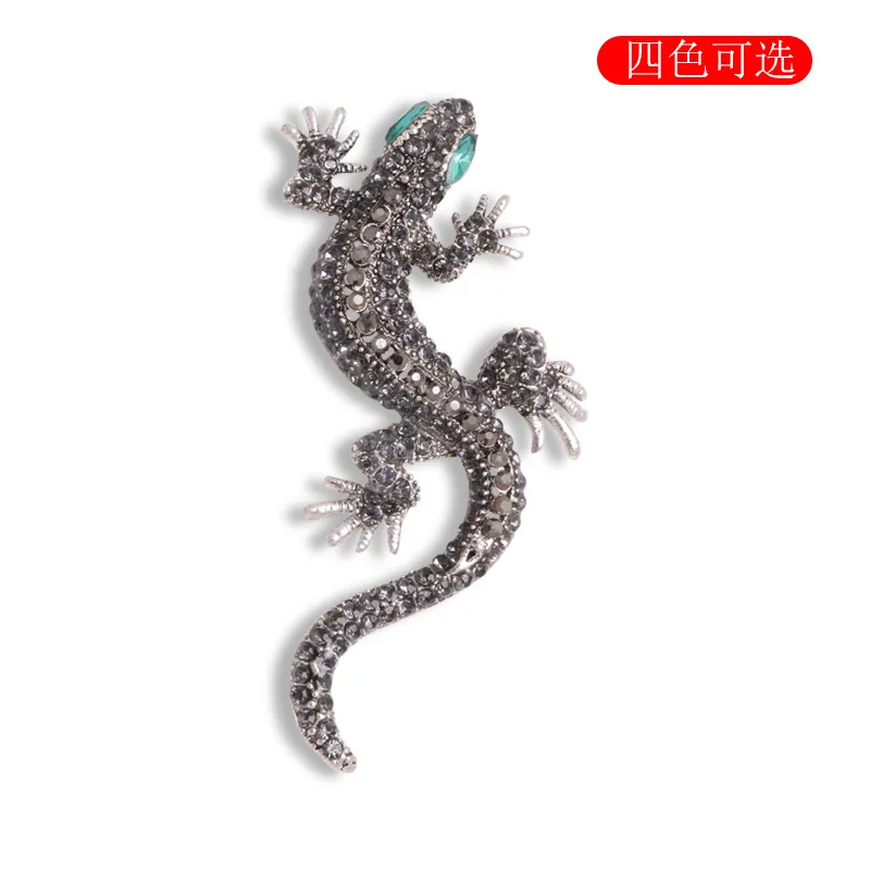 New Hot Sale Vintage Corsage Animal Lizard Brooch Diamond Alloy Unisex Accessory Brooch For Lady