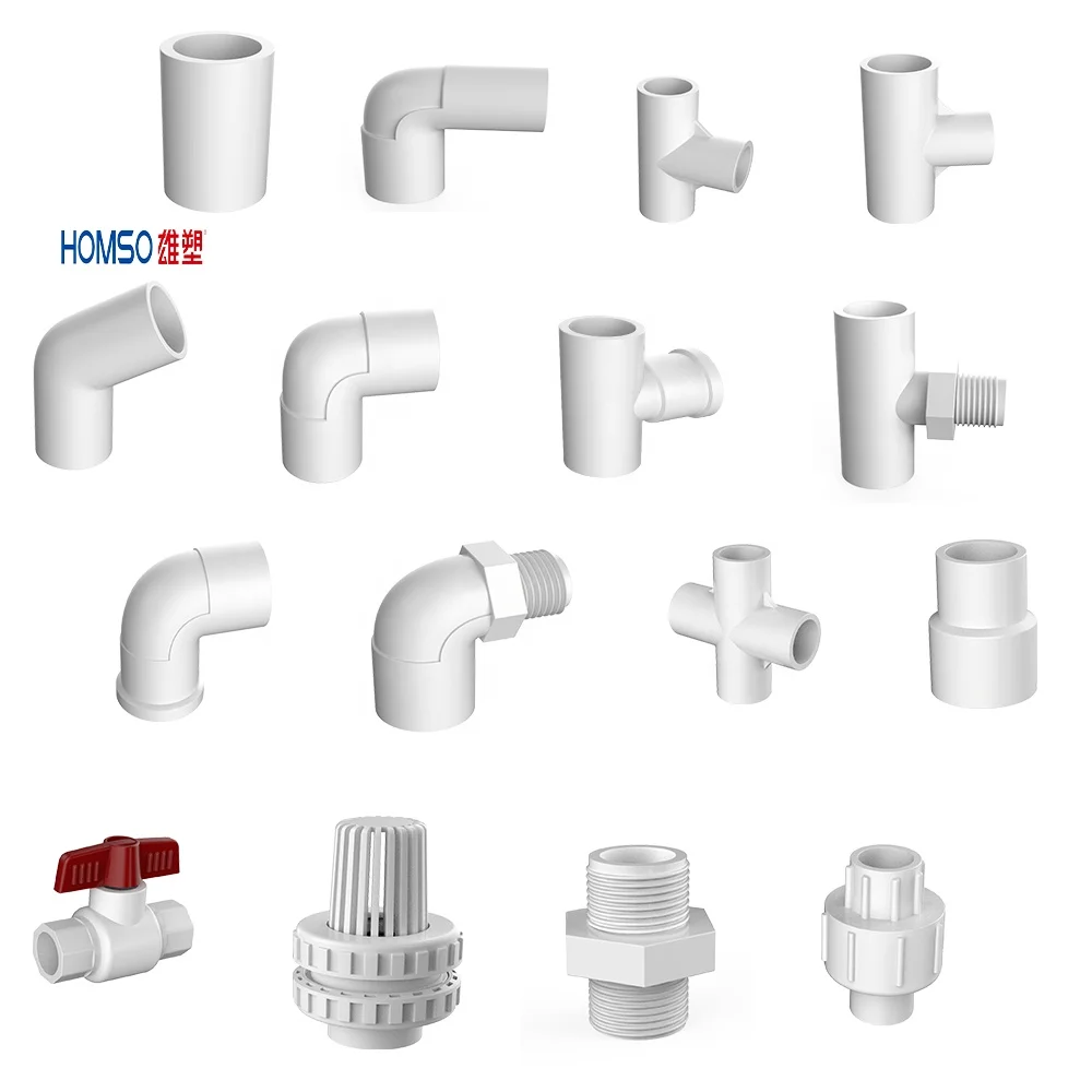 HOMSO Top Supplier PVC-U Plastic Union Socket 90°Elbow with Cleanout ASTM Sch40 50mm Size UPVC Virgin Material