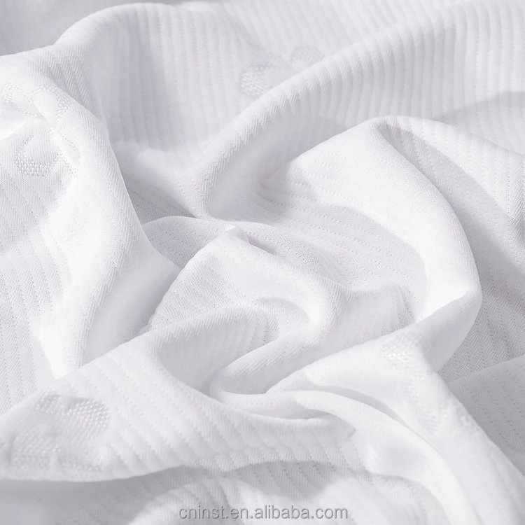 Customized White Quilted 100% Polyester Knitted Jacquard Mattress Fabric