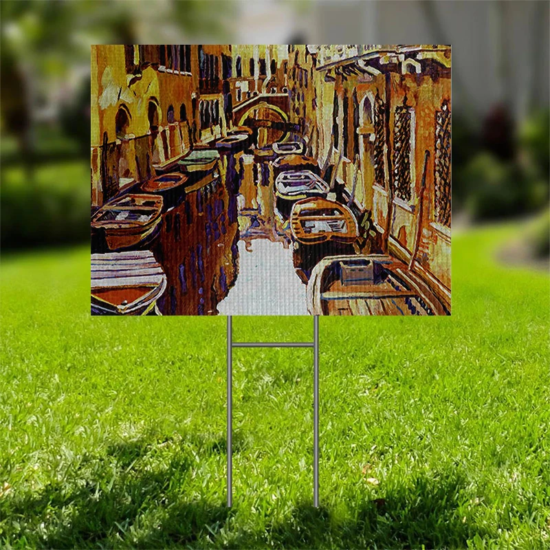 2021 Factory Direct Sale  Color Outdoor Lawn Decoration Brand Creative Garden Card with H-stakes Customized Holiday Yard Sign