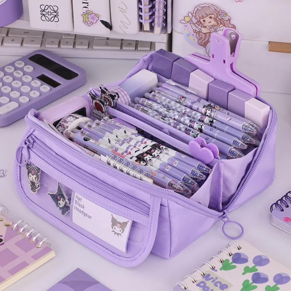 Custom Girls Cute Pencil Case Zipper Large Capacity School Student Pen Bag Polyester Pouch Office Stationery Bag