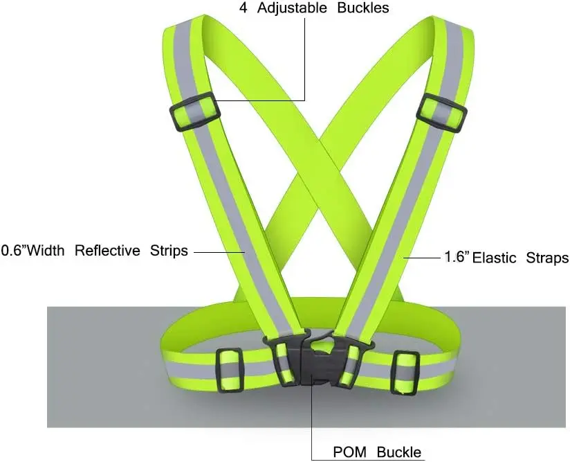 Custom Fluorescent Reflective Elastic Strap Safety Vest Belt With Logo Cheap Reflective Work Strap For Running and Cycling