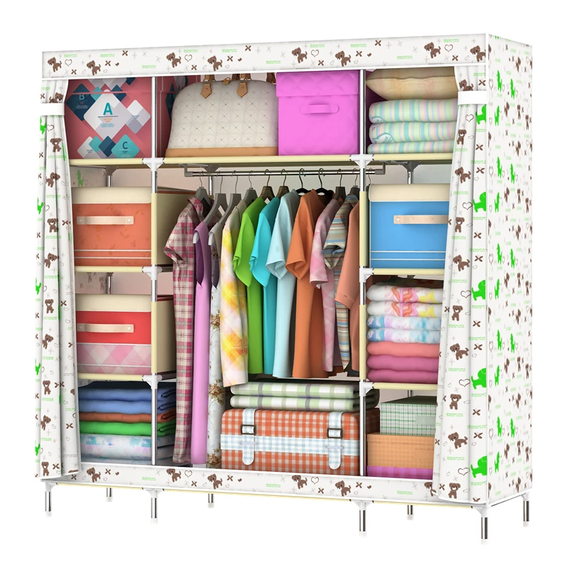 Modern Bedroom Fabric Home Storage organization design furniture for Kids Oxford Cloth Wardrobe 1602T