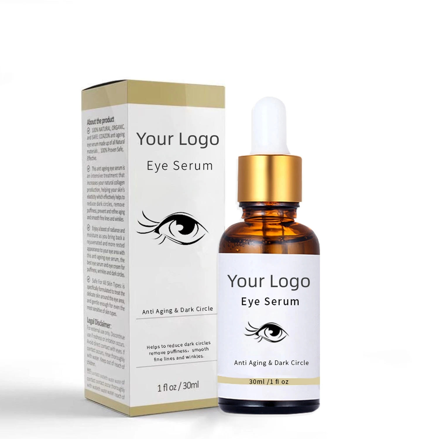 Private Label Wrinkle Instant Lift Organic Caffeine Eye Serum Anti Puffy Remove Eye Bag Eye Essence