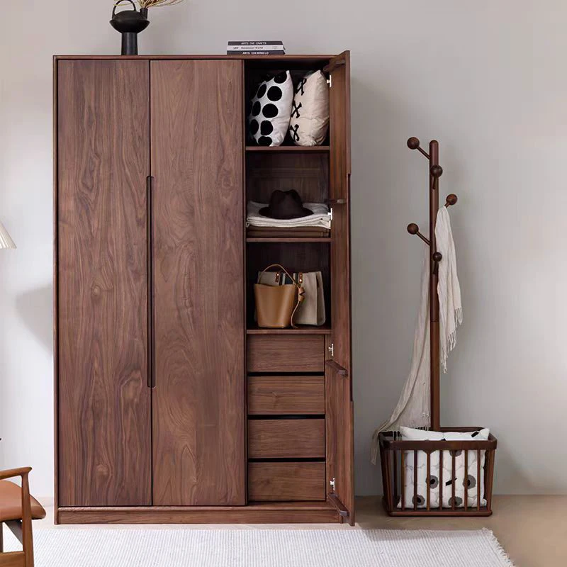 Customizable 2/3/4 multi-door solid wood wardrobe home bedroom floor wooden storage cabinet wardrobe