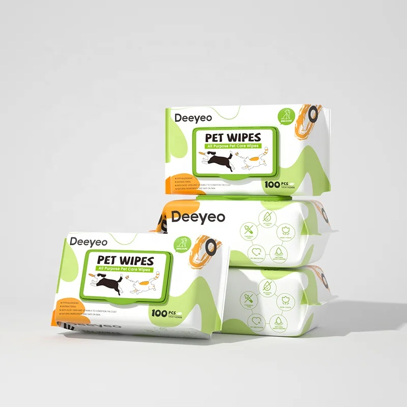 100pcs Organic Dog Paw Ear Eye Clean Grooming Biodegradable Bamboo Pet Tissue Puppy Wet Wipe for Cat