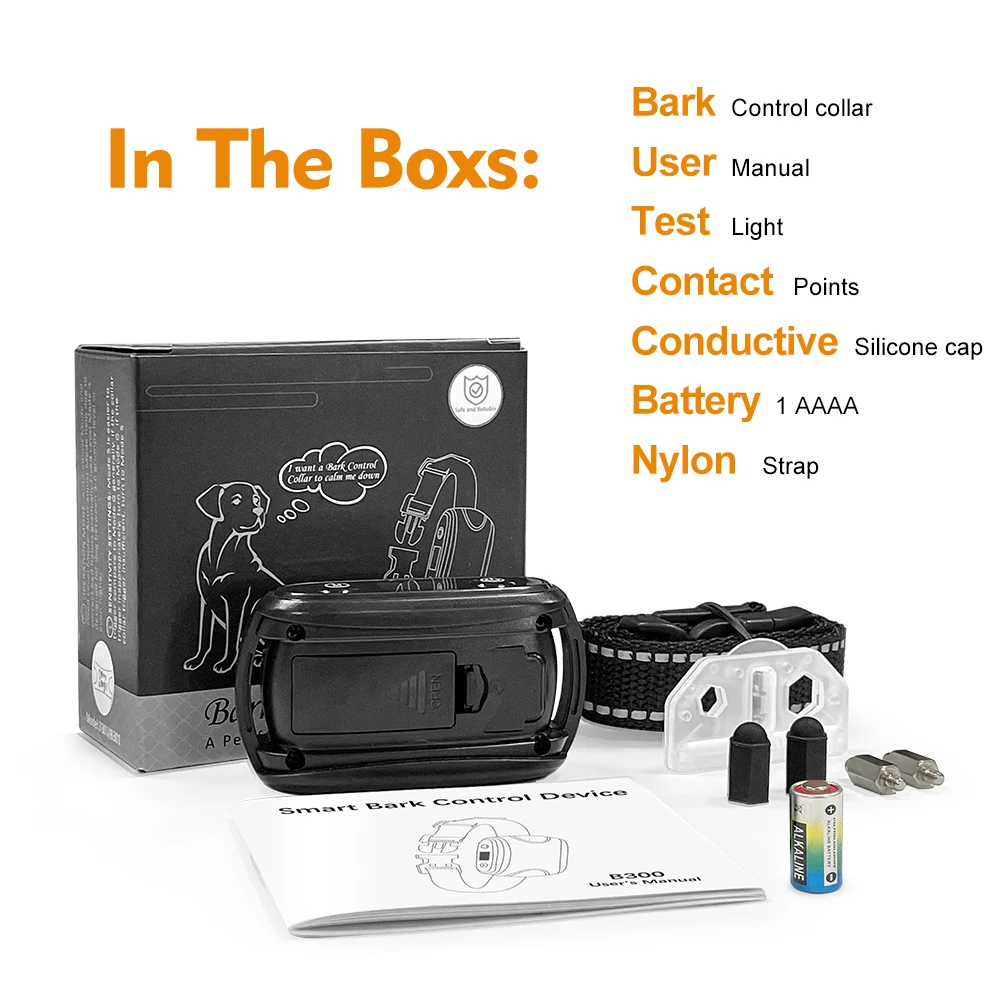 Droshipping Anti-Barking Devices Battery Vibration Shock Dog Anti Bark Collar Stop Dog Barking Collar