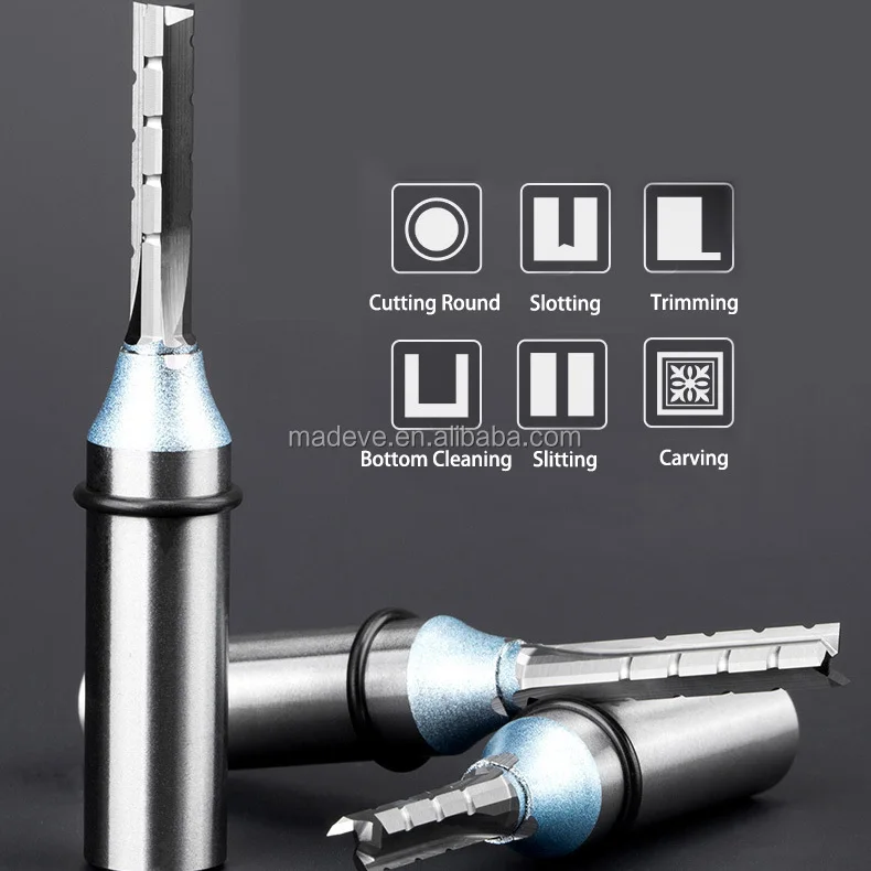Wholesale Tideway 6 in 1 Multifunction Solid Carbide 3 Flutes Mortising Straight CNC Router Bit for woodworking