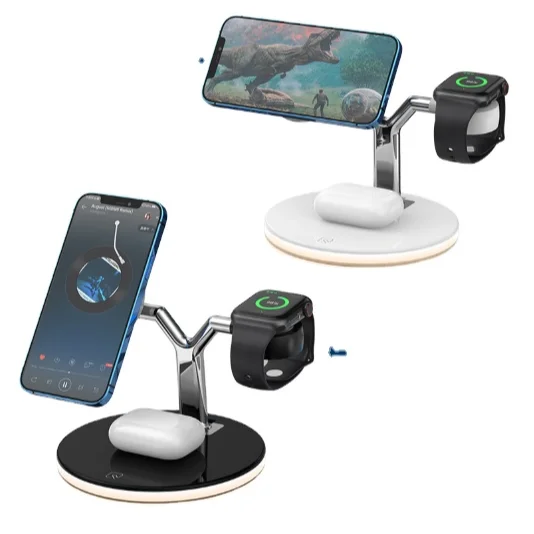 
 Oem Led Desk Table Lamp 10W Fantasy Multifunction 15W Qi Fast Magnet Wireless Charging Stand 3 In 1 Magnetic Wireless Charger  