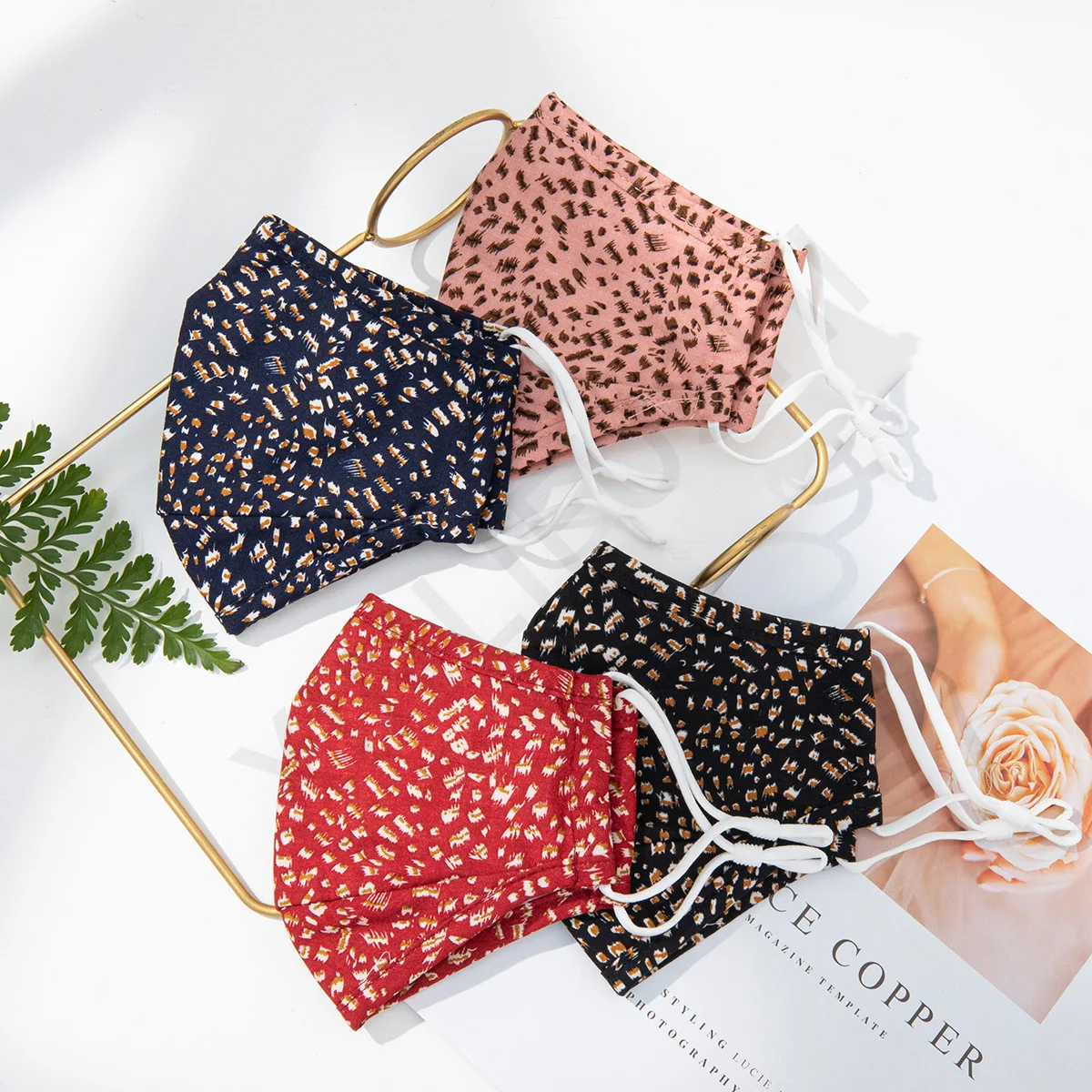 Reusable Washable 3 Layer Cotton Face Maskes with Nose Wire and Filter Pocket Breathable Dust Cloth Fabric Floral for Outdoor